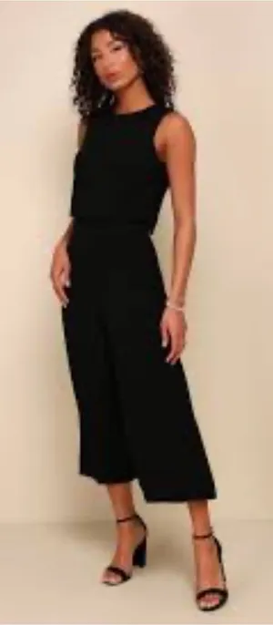 Lulus Glam bition black backless midi jumpsuit S thumbnail 1