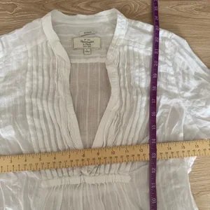 Abercrombie & Fitch Y2K Large Sheer Peasant Babydoll Top Boho Dainty Deep V Neck thumbnail 5