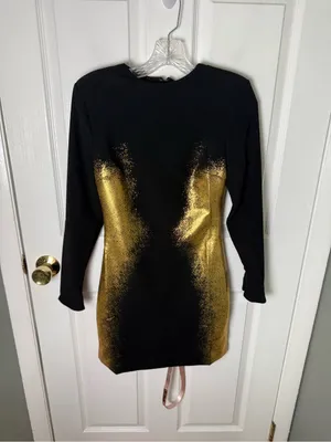 House of CB Domenica Black & Gold Foil Print Mini Dress S thumbnail 2