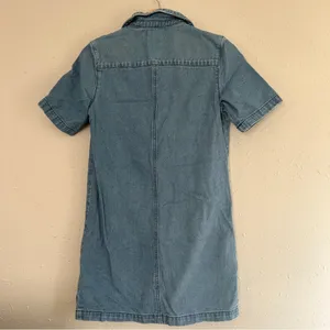 Kendall + Kylie Denim Jean Button Down Short Sleeve Dress Casual 90s Fall XS thumbnail 4