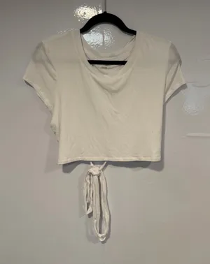 Aerie Offline White Tie-Back Ribbed Crop Top‎ thumbnail 1
