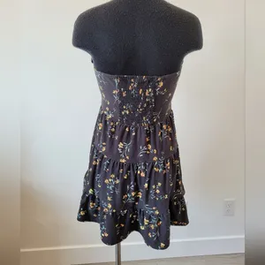 No Boundaries Dark Floral Midi Dress Milkmaid Festival Cottage Maiden Fairy Tiered Smocked thumbnail 5