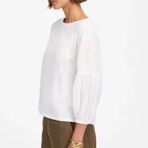 Madewell women’s Puff-Sleeve Drop-Shoulder Knit Oversized Top white Size XXS NWT thumbnail 2