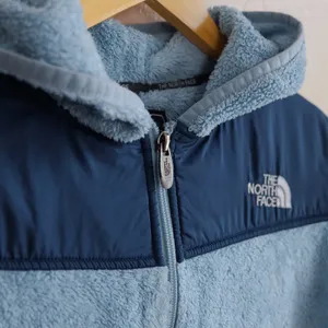 The North Face Osito Fleece‎ Hoodie Womens Medium Blue Full Zip Jacket Coat thumbnail 9