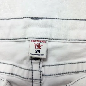 True Religion Curvy Skinny White Distressed Crystal Jeans Size‎ 34 thumbnail 4