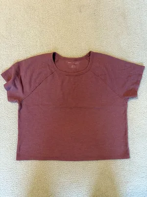 American Eagle Dusty Rose Waffle Knit Crop Tee Pink Size XL thumbnail 7