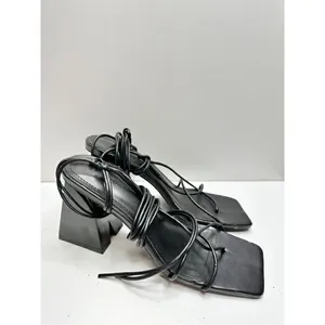 Wild Diva Sandals‎ Womens Size 9 Black Wraparound Square Toe Heels thumbnail 2