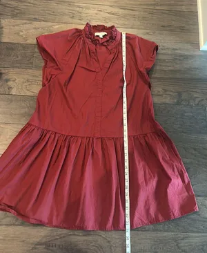 Pinch Burgundy Cotton Dress Sz M thumbnail 8