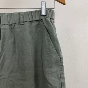 Quince Pants Womens Size M Green 100% Linen Elastic Waist Tapered Leg Casual thumbnail 4