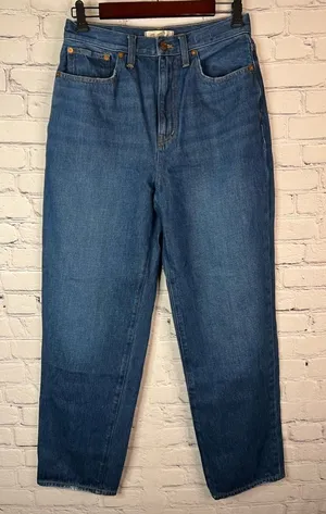 Madewell‎ Women's Baggy Straight High Rise Jeans Dark Worn Indigo Wash Size 28 thumbnail 1