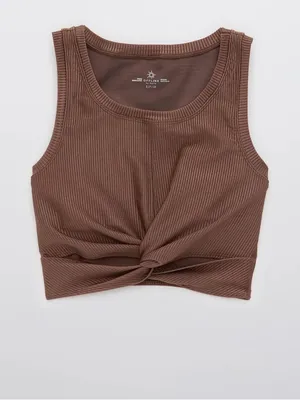 Aerie Offline Ribbed Shine Twist Front Sports Bra Size Medium thumbnail 2