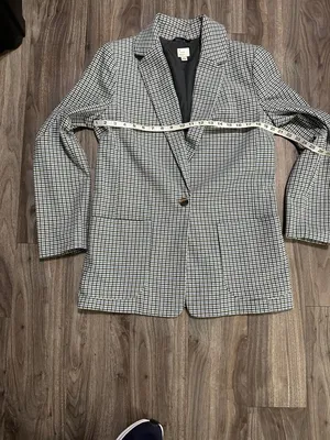 a new day Plaid Single-Button Blazer in Blue and Black. thumbnail 10
