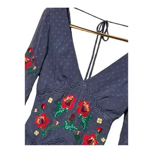 ASOS‎ DESIGN textured embroidered godet skater mini dress with lace trims Size O thumbnail 2
