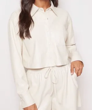 Good American | NWT Better Than Leather Faux Cropped Shacket Jacket, Size‎ 1 thumbnail 1