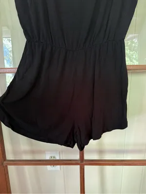 Z Supply Black Short Sleeve Elastic Waist Romper Small Casual Lounge One Piece thumbnail 5