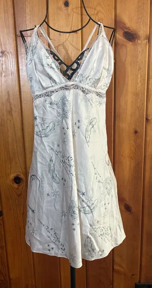 Light Blue Floral Lace-Trim Slip Dress Victoria’s Secret lounge wear large thumbnail 1