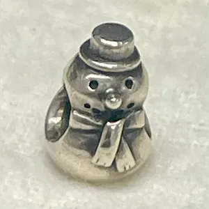Authentic PANDORA Sterling Silver Retired Snowman Bead Charm #790374 ⛄️ thumbnail 2