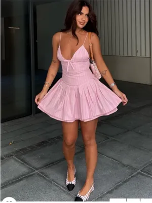 Zara Light Pink Strappy Pleated Midi Dress thumbnail 2