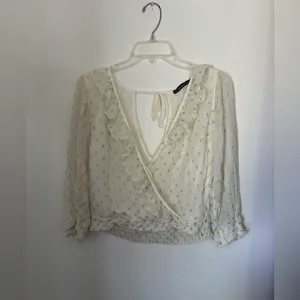 Abercrombie & Fitch Metallic Dot Ruffle Wrap Top Size S thumbnail 10