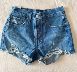 Levi’s 501 Original High Rise Distressed Denim Shorts W25 thumbnail 1