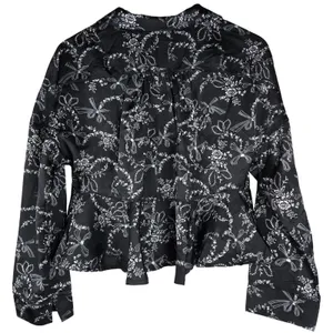 Intimately Free People Black Floral Beauty Sleep Peplum Blouse Medium thumbnail 2