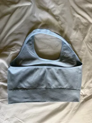 Light Blue Ribbed Sports Bra thumbnail 2