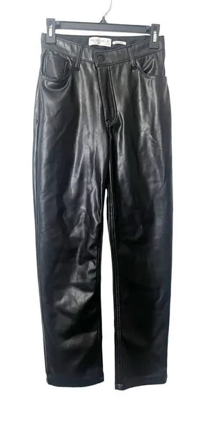 Abercrombie & Fitch Black Vegan Leather 90s Straight Ultra High Rise Pants 2/26 thumbnail 1