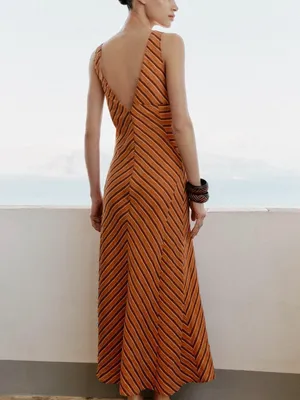 ZARA Sleeveless Striped Midi Dress thumbnail 5