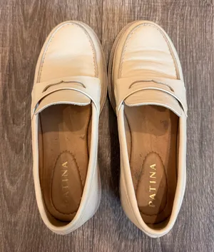 Patina Cream/White Platform Loafers (Leather) White Size 6.5 thumbnail 2