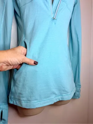 Lululemon Flash Forward Half Zip Size 4 Aqua Blue Thumbholes Reflective Mesh thumbnail 15