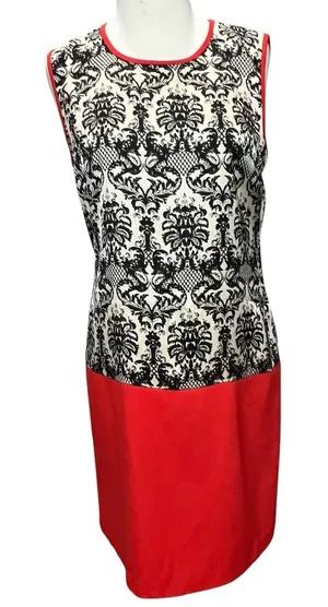 THML Shift Dress S Black Fleur De Lis‎ Red Colorblock Sleeveless Moulin Rouge thumbnail 1