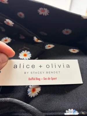 NWT Alice + Olivia Canvas Black Floral Daisy Weekender Duffel Bag thumbnail 5