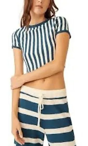 Free People Beach Ivory Combo Striped Knit Crop Top OB1585602 XL thumbnail 1