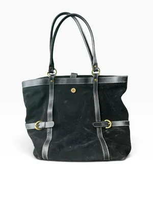 Vintage Nordstrom Brand Black Suede Leather Shoulder Tote Made in Italy thumbnail 2