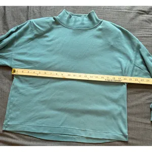 Vintage Pari Sport Club Mock Neck Shoulder Pad Sweatshirt Sage Green Womens M thumbnail 7