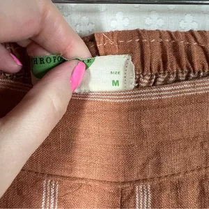 Anthropologie‎ Orange Striped Portia Linen Wide Leg Tie Waist Pants thumbnail 6