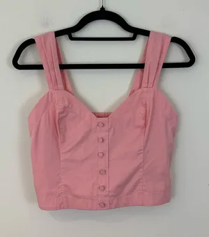 Abercrombie & Fitch Pink Bustier Style Button-Front Crop Top Size Medium thumbnail 1