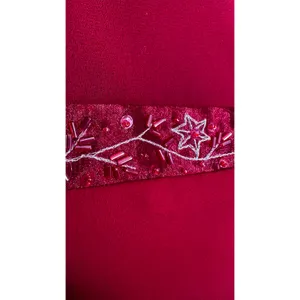 1990s Y2K Michaelangelo Red Beaded Chiffon Evening Gown size 8 thumbnail 9