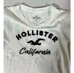 Hollister White Blue Tie Dye Logo Graphic Short Sleeve T-Shirt Top Blouse Tee Size XS 🤍🩵✨ thumbnail 2