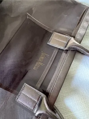 Neiman Marcus Clear PVC Metallic Bronze Trim Tote Bag thumbnail 9