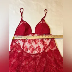 Victoria's Secret Very Sexy‎ Red Sheer Lace Babydoll Lingerie Size Medium thumbnail 5