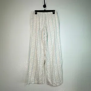 Cali 1850 Floral Stripe Wide Leg Linen Blend Pants M Pull on cottage core sweet thumbnail 7