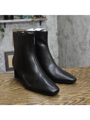 NWT A New Day Tigris Boots Faux Leather Block Heel Zip Ankle Booties Black 7.5W thumbnail 2