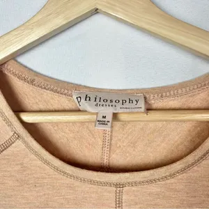 Philosophy Light Tan Crewneck Swing Trapeze Knit Mini Dress M‎ thumbnail 4