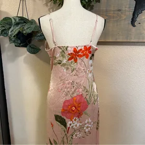 Lulus Remarkable Entrance Pink Floral Print Satin Midi Dress thumbnail 5