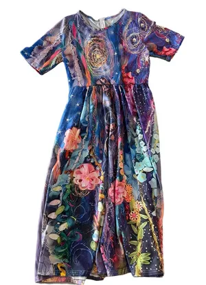 Women's Long Short Sleeve Vibrant Dress #260604 thumbnail 1