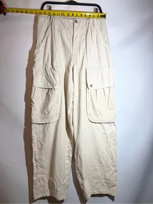 Free People Brentwood Aged Green Slouchy Cargo Utility Pants Cotton Size 8 thumbnail 4