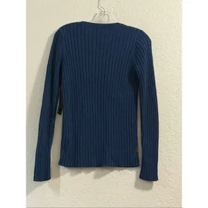 Vintage Lauren Ralph Lauren Womens Rib Knit Sweater Leather tie S New thumbnail 3