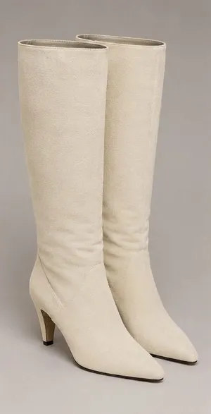 Bloomingdale’s Made in Italy Ivory Suede Knee High Boots Size 7B thumbnail 1