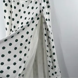 PEONY Le Spot Maxi Skirt SZ 2 Green Polka Dot Thigh High Slit eco-Conscious NWT thumbnail 13